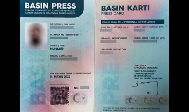 Basın Kartlarına Resmi Kimlik Düzenlemesi