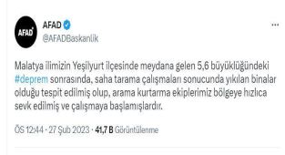 Malatya'da Yıkılan Binalar Var! 1 Kişi Hayatnı Kaybetti